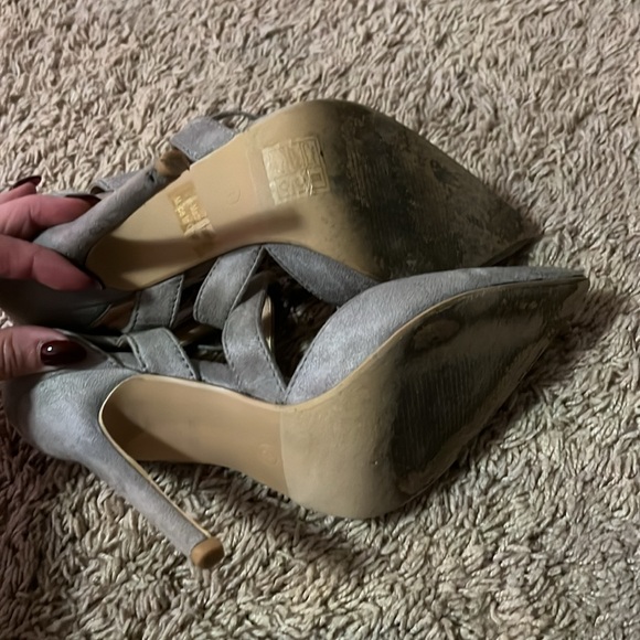 Mika Lady Grey Suede Tie Hells - Picture 3 of 4